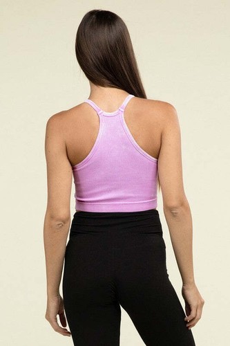 Zenana Washed Ribbed Seamless Cropped Cami Top - Picture 7 of 22