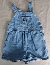 Oshkosh Baby B'gosh Shorts Button Overalls Bib Vestbak 36M Shortalls 100 Cotton
