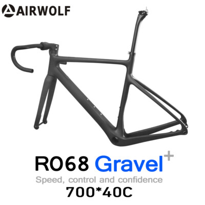AIRWOLF 700*40C Carbon Fiber Gravel Frame Bicycel Fahrradrahmen Disc Brake