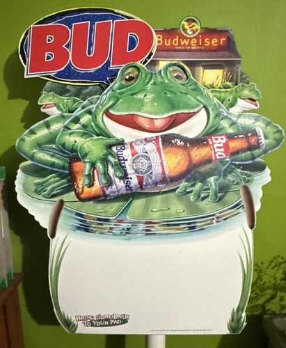 Super Rare Budweiser Beer Frog Motion Sign Vintage 1995 Original Add - Works!