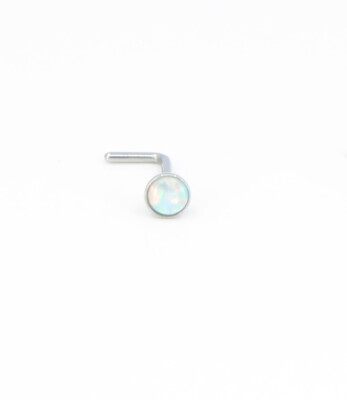 Solid Titanium Opal Nose Ring White Opal Nose Stud L 18G 20G Rose Gold Tone Ring