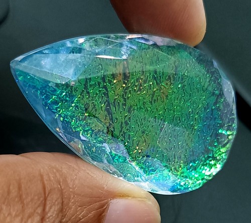 Multi- Color Monarch Opal Doublet 93.70 Ct Pear Cut Flawless A++ Loose Gemstone - Picture 6 of 7