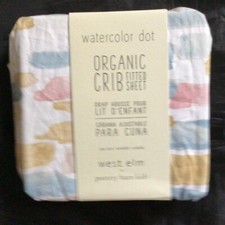 WEST ELM POTTERY BARN WATERCOLOR DOT ORGANIC FITTED CRIB SHEET MULTI NEW