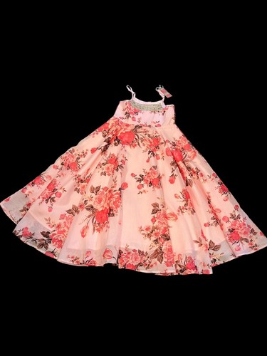 NWT Lil’ Peacock Little Muffet Girls Ethnic Wear Organza Floral Sequin Dress  - Picture 4 of 11