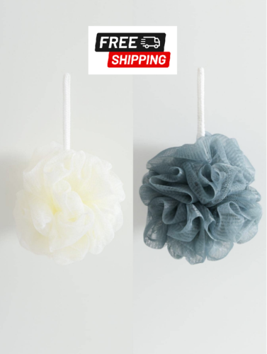 2pcs/set PE Foaming Bath Ball, Modern Blue Shower Loofah For Bathroom - NEW