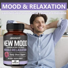 New Mood & Relaxation Emotional Stress Herbal Dietary Supplements 30 Capsules