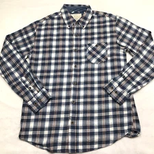 WEATHERPROOF Vintage Flannel Shirt Men M Blue Brown Check Plaid Grunge Skate 