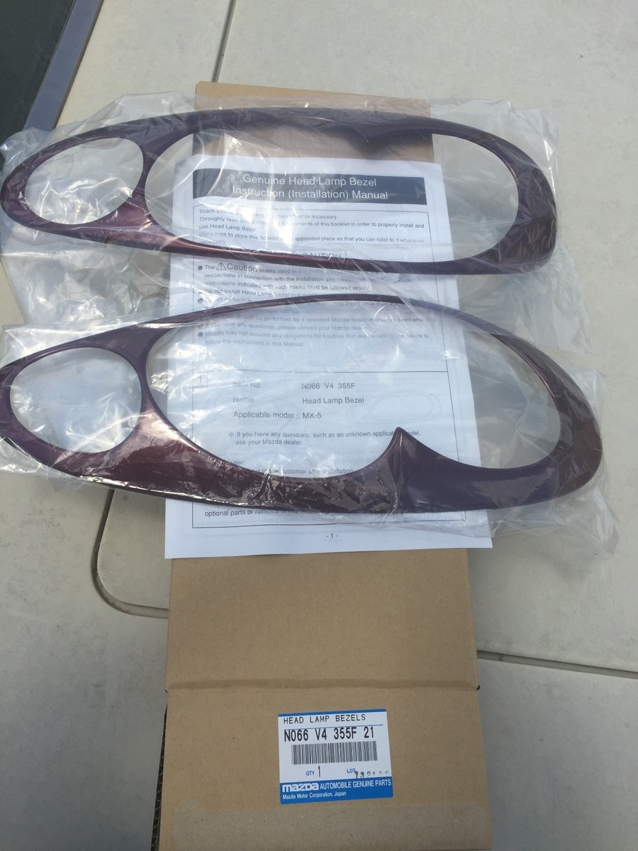 2001-2005 Mazda Miata Garnet Red Headlight Bezels NO66 V4 355F 21
