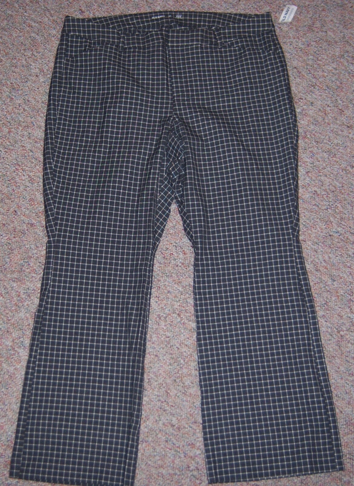 OLD NAVY Gray White Plaid High Rise Pixie Never Fade Wide Leg Pants