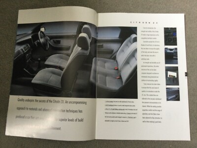 Citroen ZX Brochure dated 1995 plus equipment and specifications