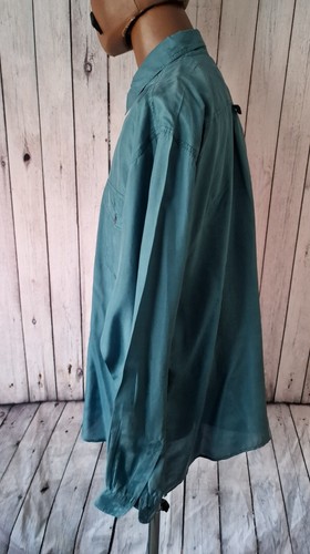 Anyway Vintage Silk Shirt -Medium- Green Floaty 1990s Baggy Fit CS68 - Picture 8 of 13