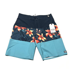 Billabong Swim Trunks Boys Size 28 Shorts Board Blue and Black Flower Design New