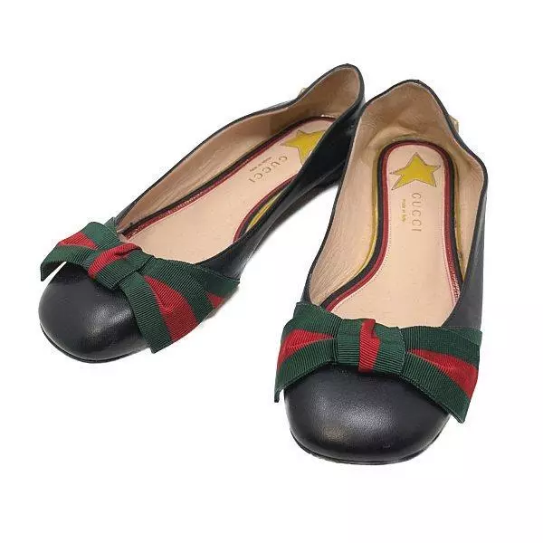 Gucci Pumps Sherry GG Logo mark Studs Ribbon Size 22.5cm 5.5 Women