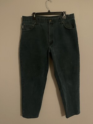 Vintage Carhartt Union Made in USA Forest Green Denim Work Jeans