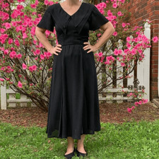 Vtg Karin Stevens black chiffon polyester dress