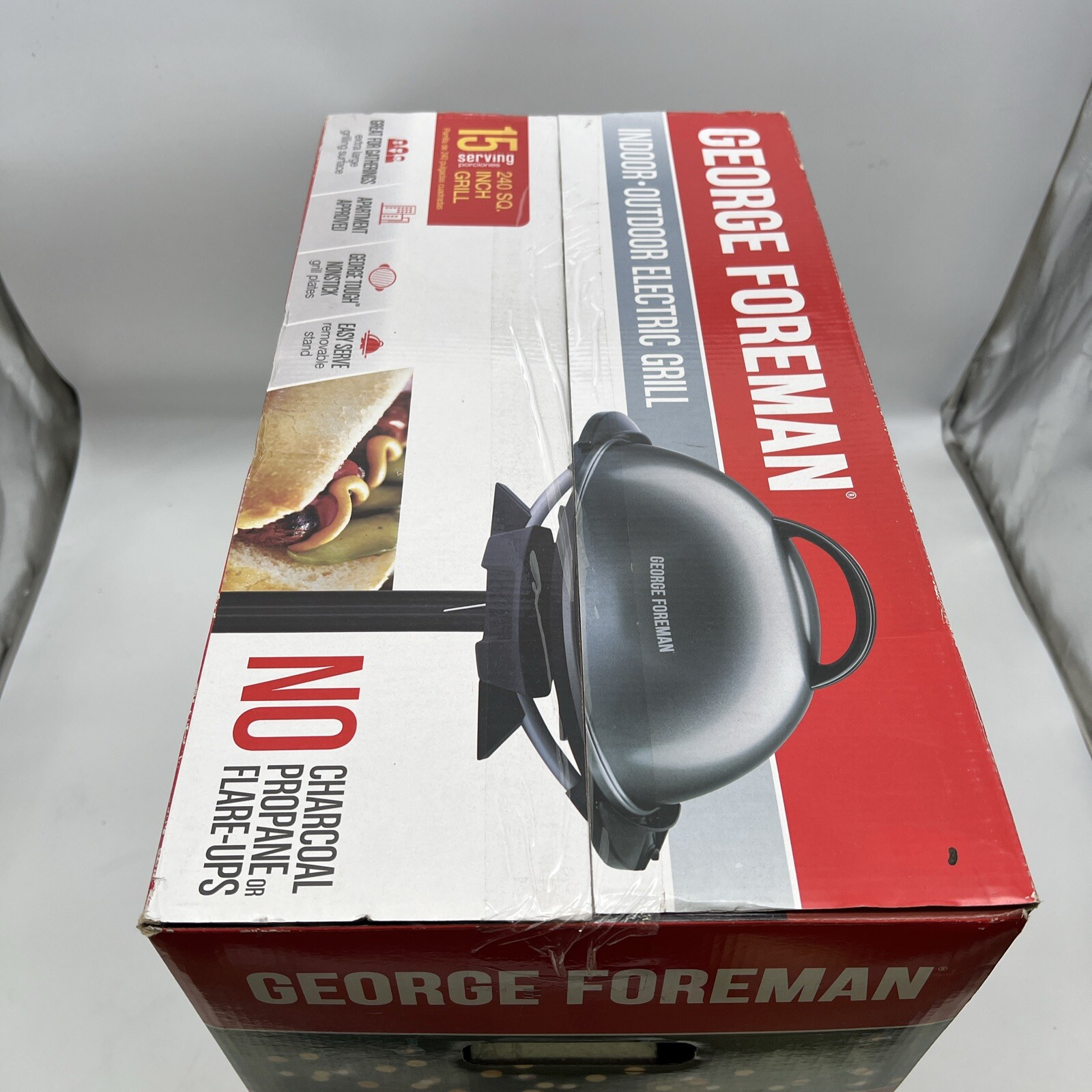 FOREMAN 15Serving Nonstick Indoor/Outdoor Electric Grill NEW! Lightbulb Expert