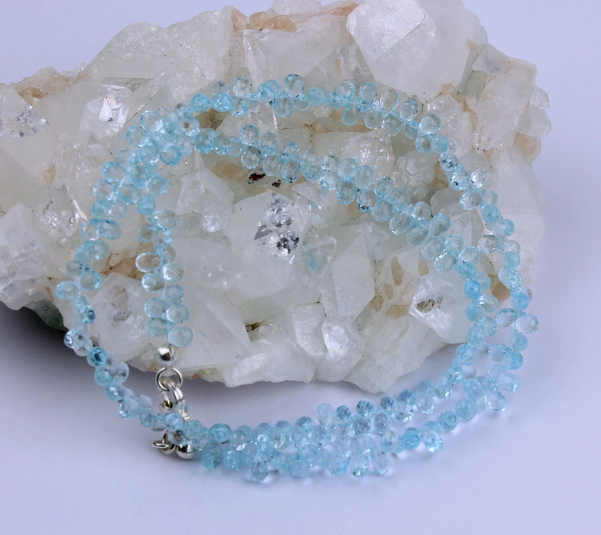 Collana Donna Con Pendente A Croce In Topazio Blu E Spinello, Argento Placcato - Foto 2
