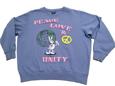 Looney Tunes Sweatshirt XL 46/48 Blue Puffy Graphic "Peace Love  Unity"