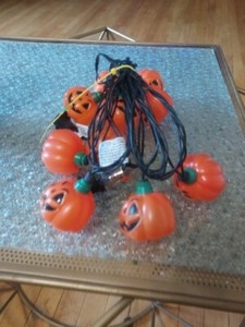 Halloween Pumpkin Jack O' Lantern Blow Mold String Lights 1 Set of 10 