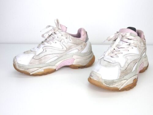 ASH Addict Chunky Trainers UK 3 EU 36 Urban White Pink  Platform Sneakers - Picture 1 of 10