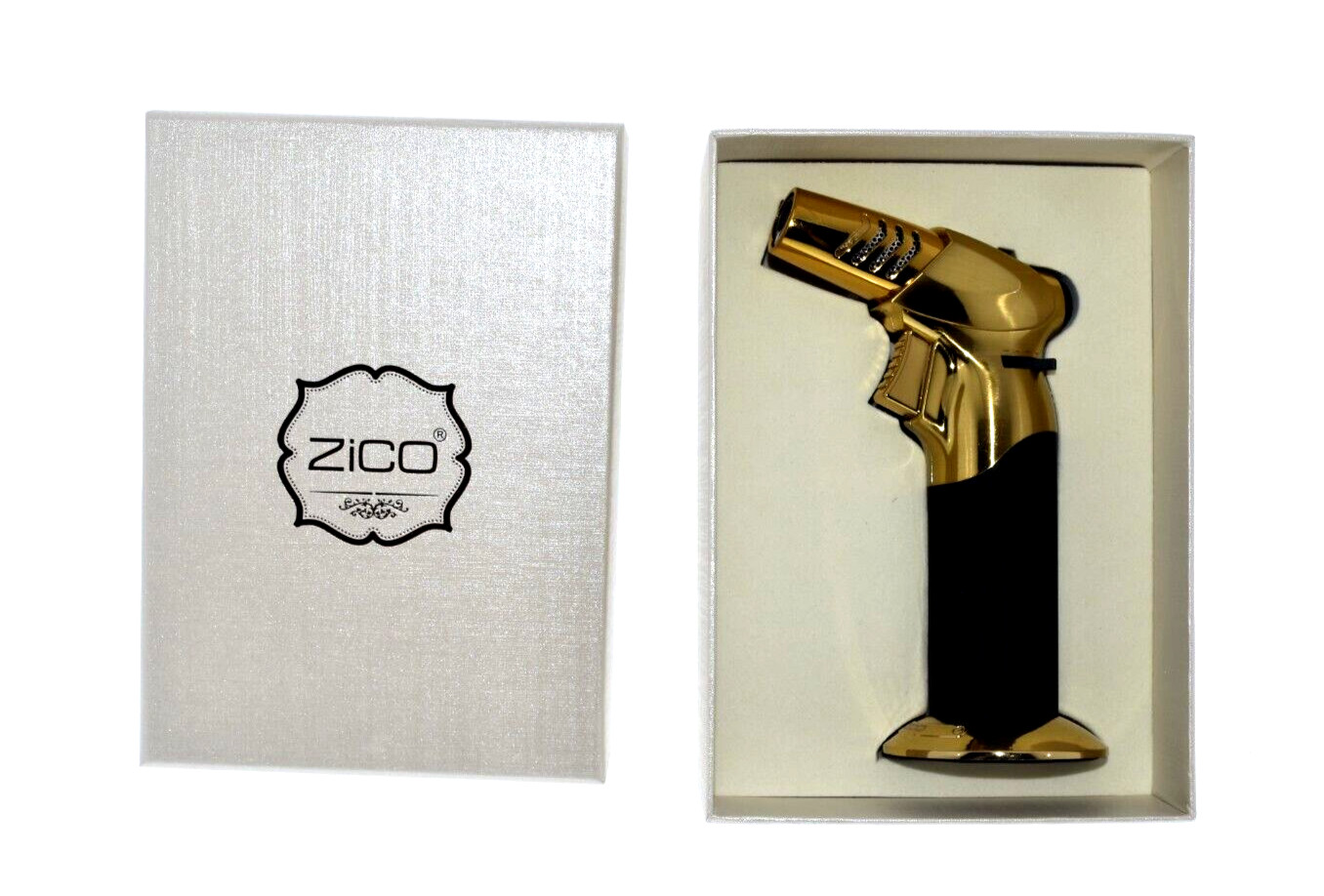 ZICO MT-29 SINGLE TORCH LIGHTER-COLOR-BLACK GOLD!!  GIFT BOX INCLUDED