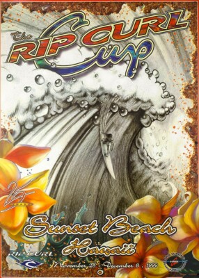 Large Sunset Beach Hawaii Rip Curl Cup big wave surf surfer poster
