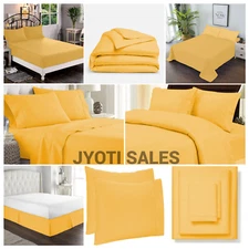 100% Cotton 1200 Thread Count Gold Solid Choose Sheets OR Duvet Covers