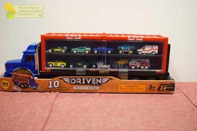 B - DRIVEN by Battat Pocket Car Carrier Truck with 10 Cars