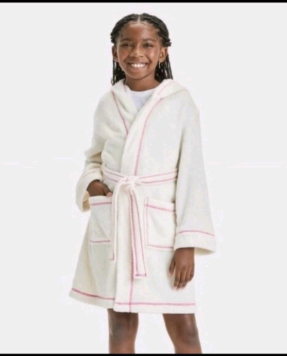 Cat & Jack Hooded Robe Plush Cozy With Ears Size Girls 4/5