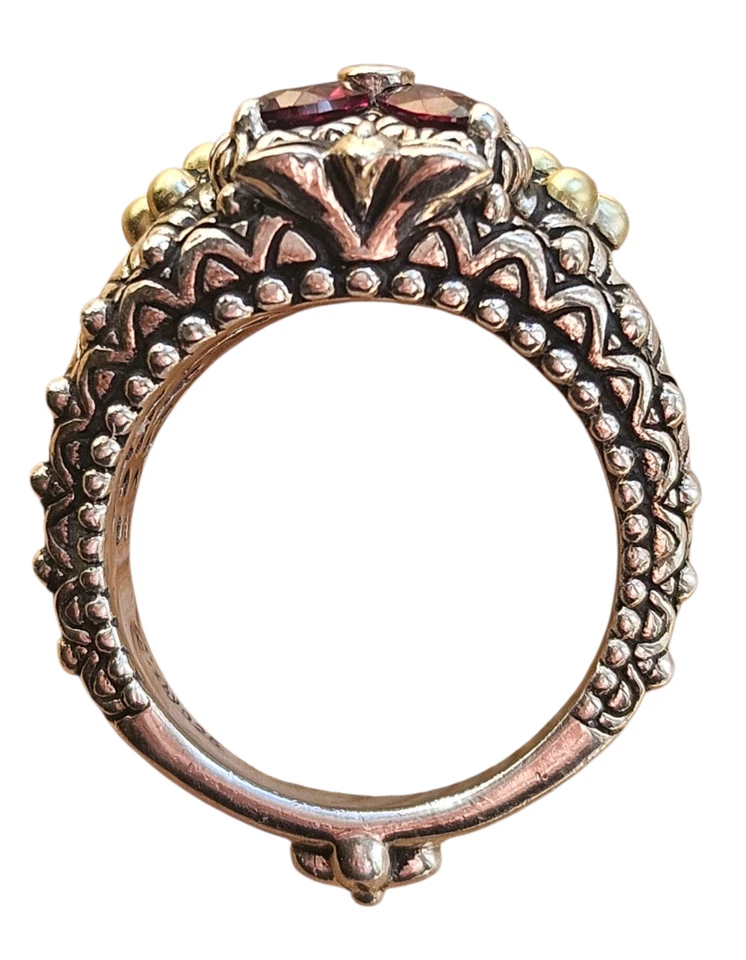 Anillo Barbara Bixby Oro Esterlina 925/18k Rodolita Granate Topacio Blanco Talla 8 Foto 3 de 4
