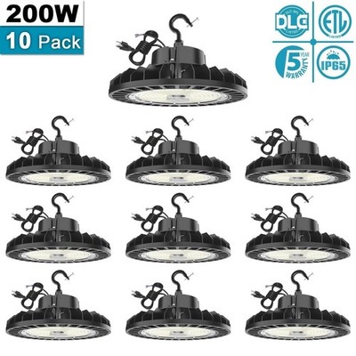 10-PACK 200W LED UFO High Bay Light   ETL Listed 5000K 30000 Lumens Dimmable