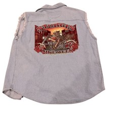 Sturgis 2005 South Dakota Bike Week Denim Biker Vest Skeleton Rider XL