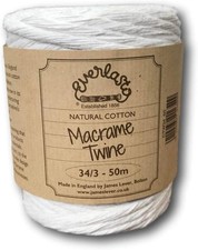 Everlasto Natural Cotton Macrame Twine Cotton Craft String 34/3 5mm x 50m Spool