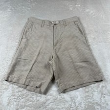 Tommy Bahama Shorts Mens Size 32 Beige Pin Striped Linen Silk Blend Lightweight