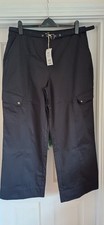 NEW Next Ladies Black Cargo/Utility Trousers - Belted - Size 16R