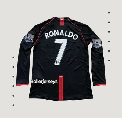 NIKE Manchester United 2007/2008 Black Long sleeve Away Jersey - Cristiano Ronaldo #7