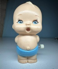 Vtg Wind-Up Baby 3  Tall 1977 TOMY Plastic Boy Doll Animated Doesn  t Work 