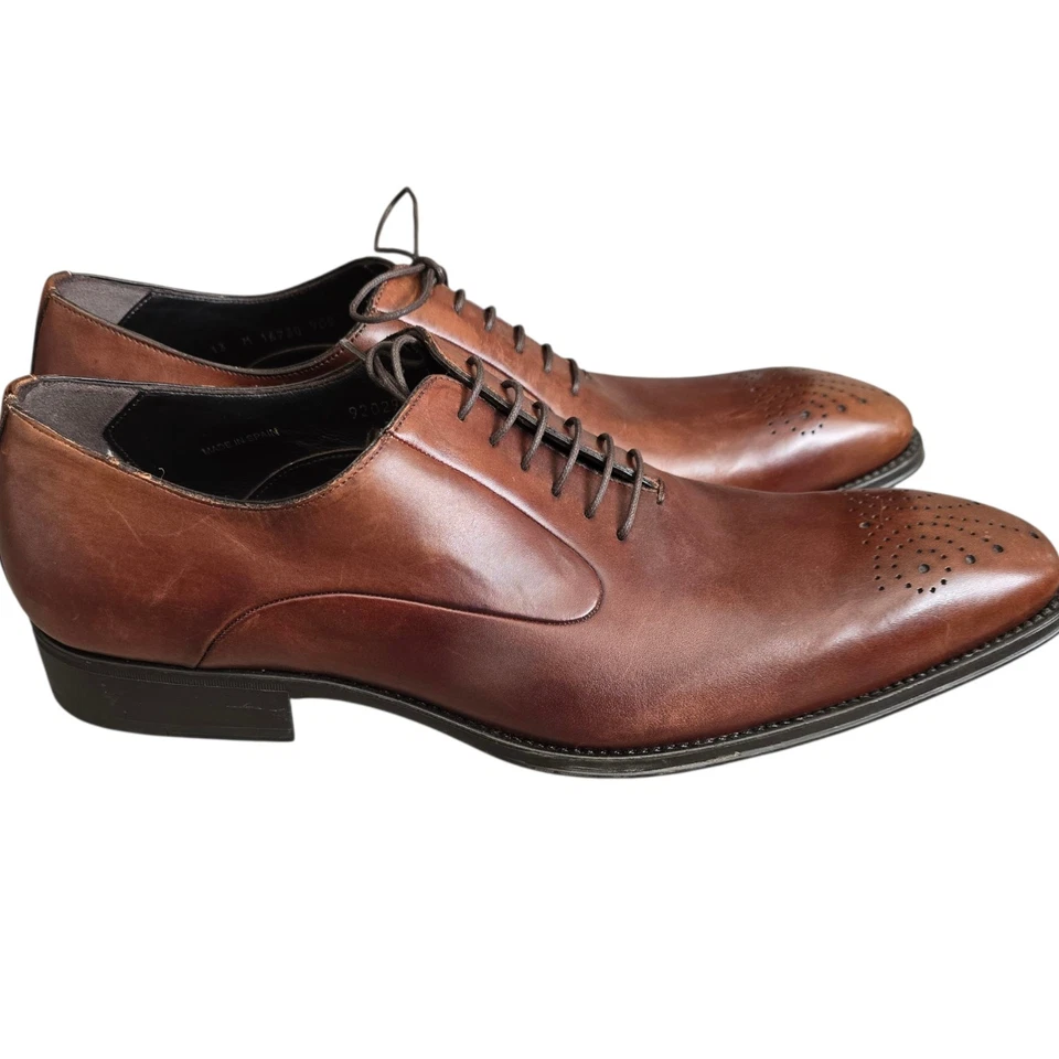 Mezlan Size 13 M Brown Leather Lace Up Medallion Toe - Image 3 of 4