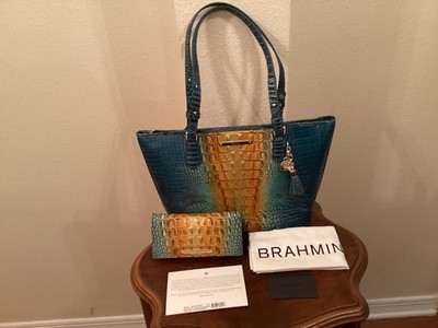 NWT Brahmin Medium Asher Bag Bermuda Ombre Bag With Matching Wallet