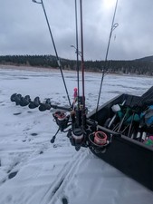 4 Rod Ice Fishing Sled Holder | 3 Bait Contai...