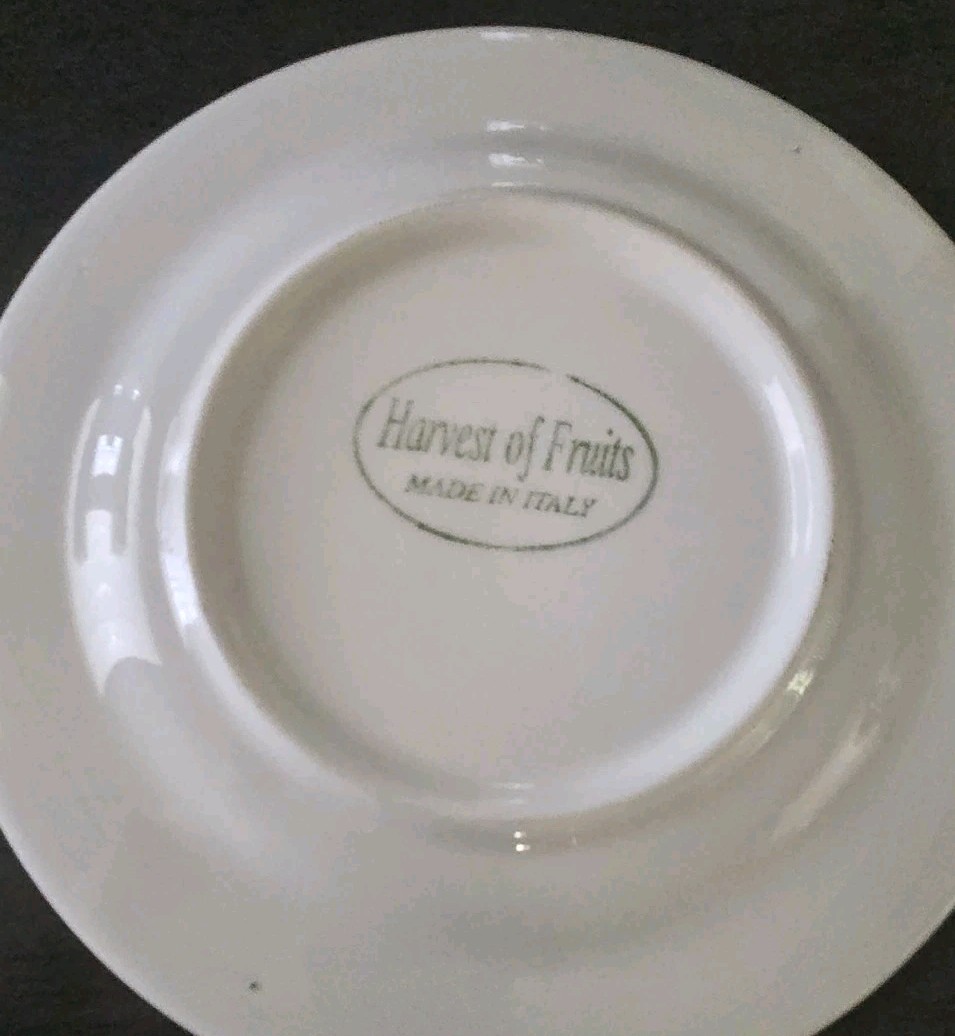 Vintage 1980s Harvest of Fruits Plates Set of 4 Made in Italy Botanical Floral