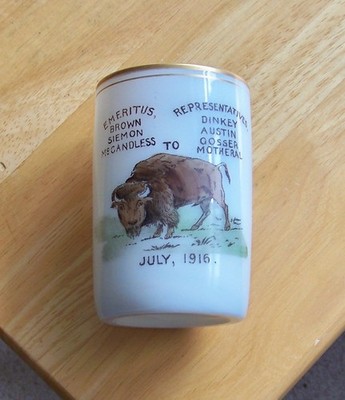 1916 Masonic Pittsburgh to Buffalo Milk Glass Drinking Glass