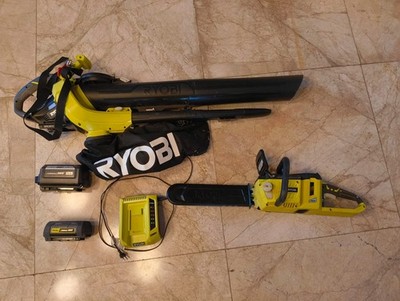 2 RYOBI Akku-Gartengeräte für Bastler: Kettensäge und Laubsauger