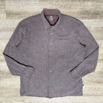 KUHL Uproar Shirt Men's XXL Brown 5 Panel Long Sleeve Button Up Waffle 7211