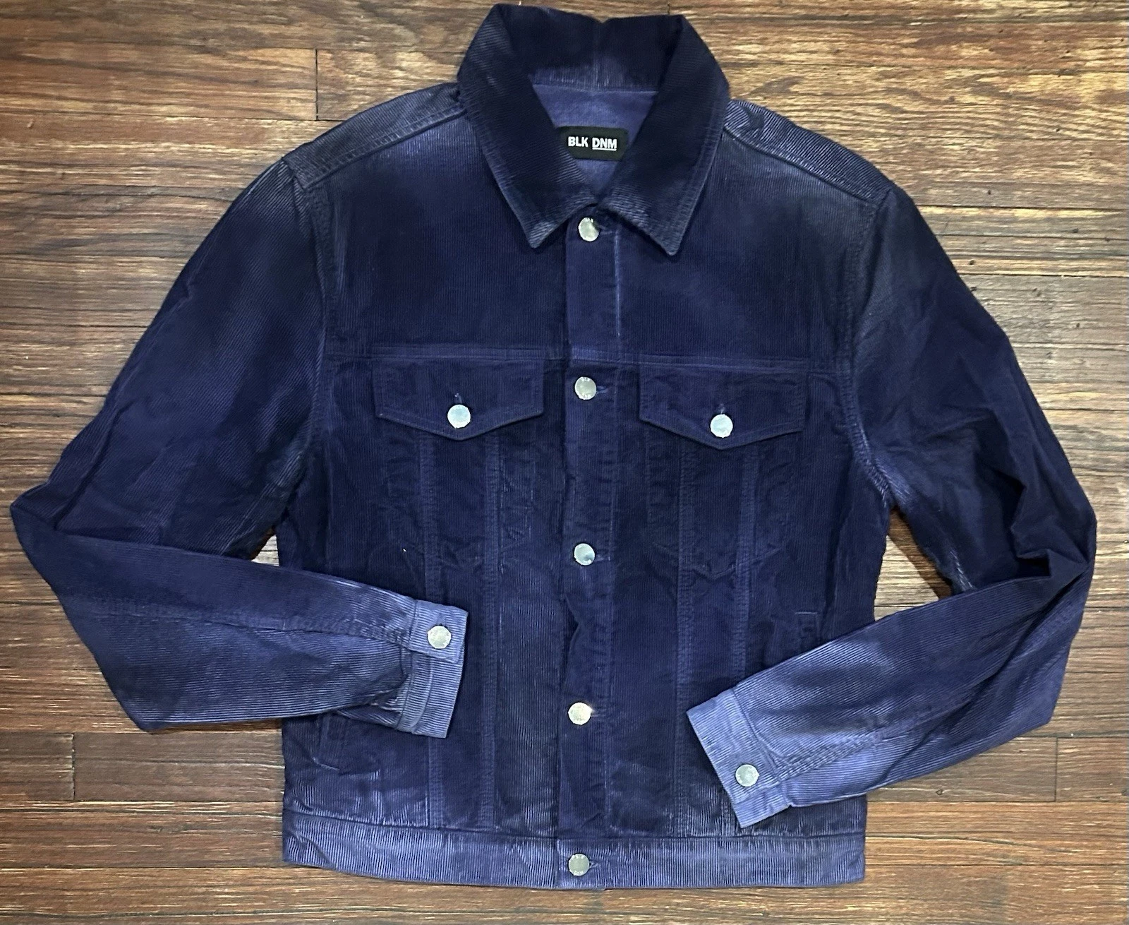 BLK DNM Men's Size Medium Corduroy Midnight Blue Faded Jacket