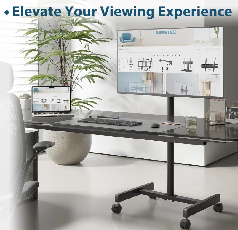 BONTEC TV-Ständer Rollbar 13-49 Zoll Flat Curved TVs, Tragbar Mobil 20kg - Bild 4 von 4