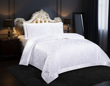 3 PCS Bedspread Velvet Quilted Jacquard Bed Set Double King Super King Size UK