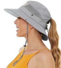 Sun Bucket Beach Hats for Women with Ponytail Hole,Sun Protection UV UPF50 W...
