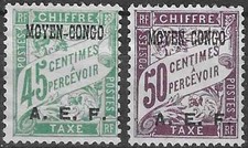 Timbres Moyen-Congo (Colonies Fr.) taxe 6/7 (*) neufs sans gomme - 87927FX