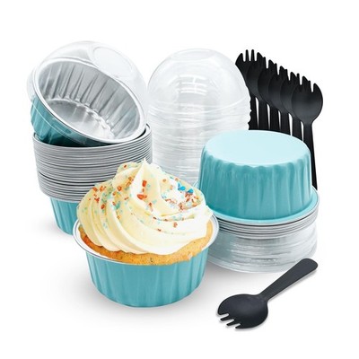 Disposable Ramekins, 30pcs 5oz Mini Aluminium Foil Baking Cups with Lids Crem...
